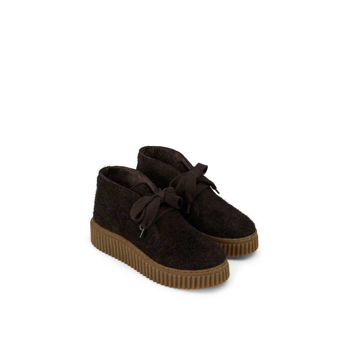 Chaussures à lacets, modèle Bianca en cuir velours souple marron fonce, MARC O'POLO