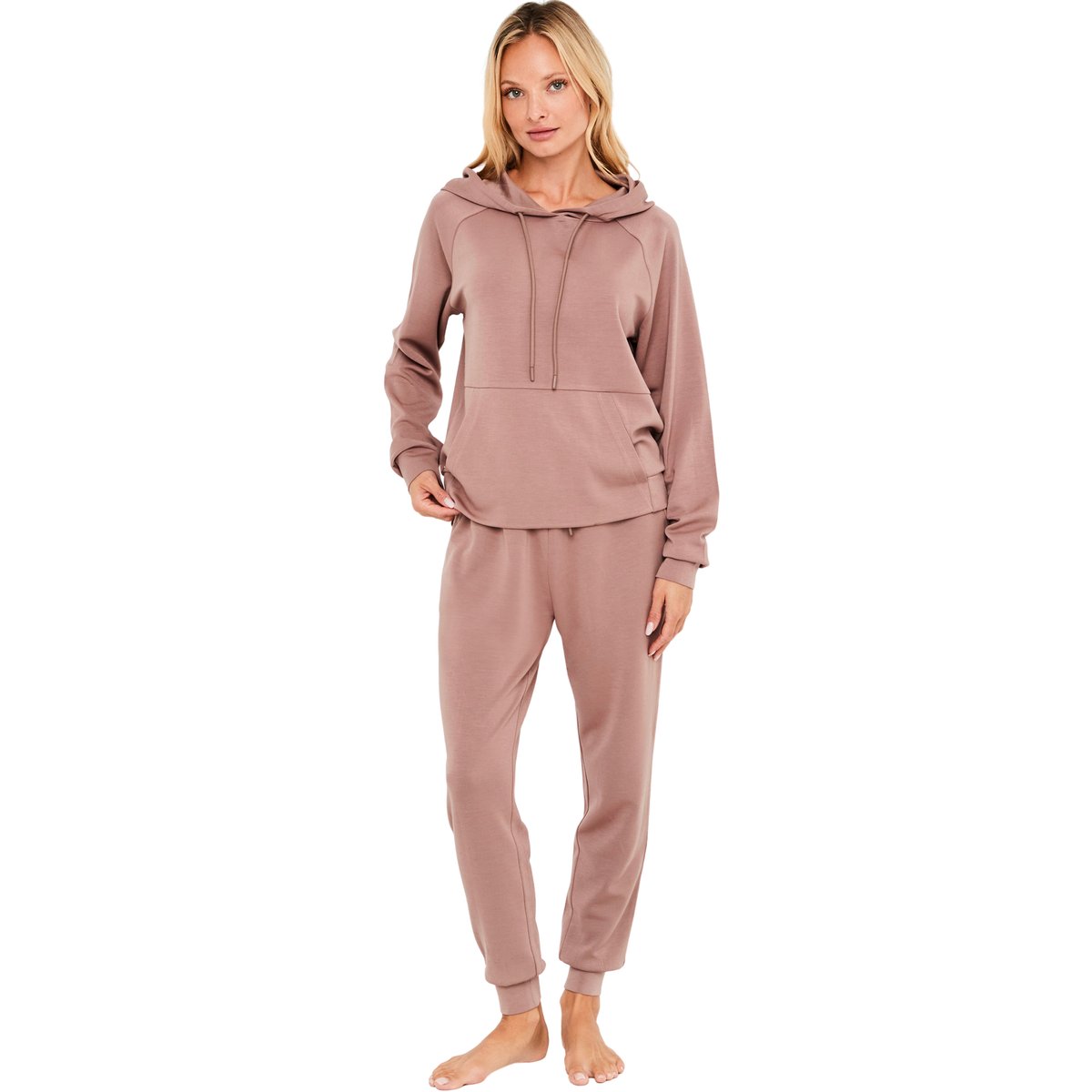 Pyjama pantalon jogger sweat à capuche Modal Flow rose, SELMARK