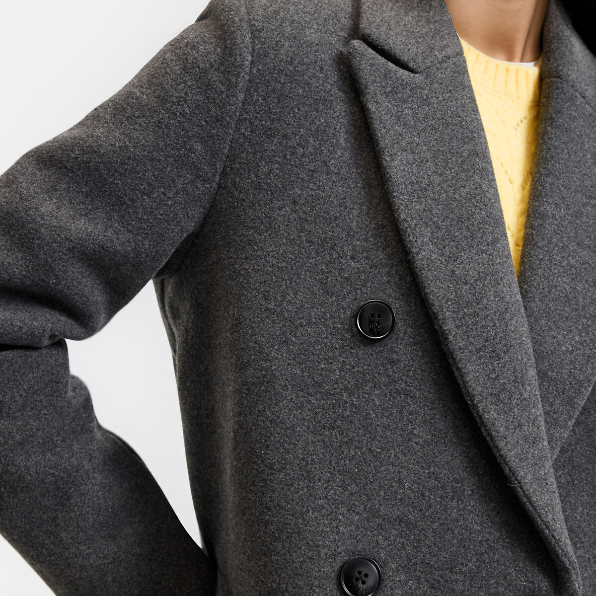 Abrigo cruzado de largo medio antracita, LA REDOUTE COLLECTIONS