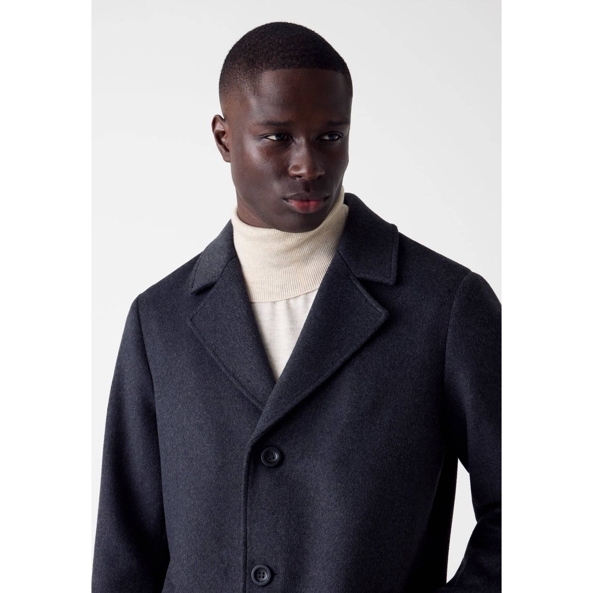 Manteau Ajusté Mélange Laine Melton gris foncé, GUESS