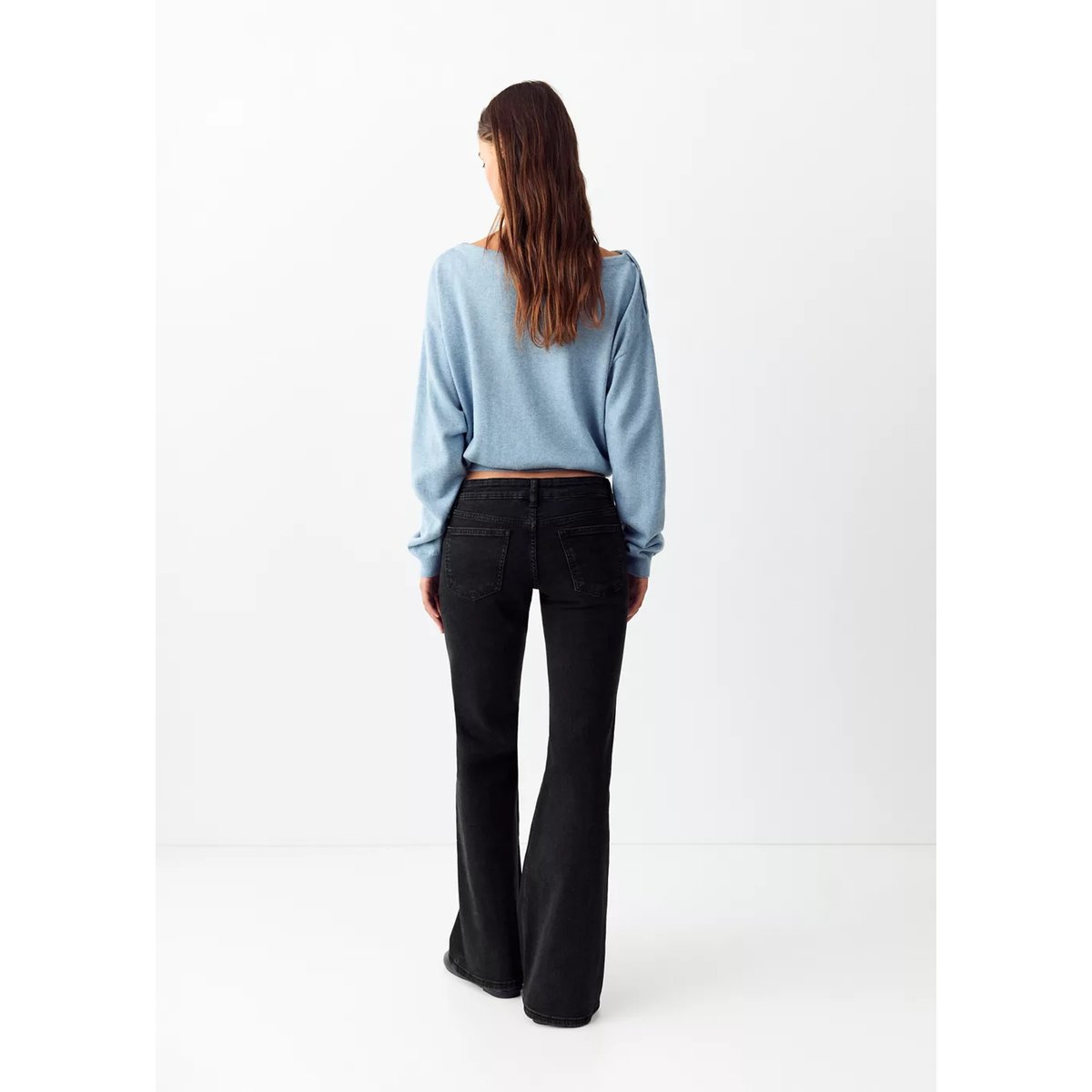 Jean flare clouté black denim, MANGO TEEN