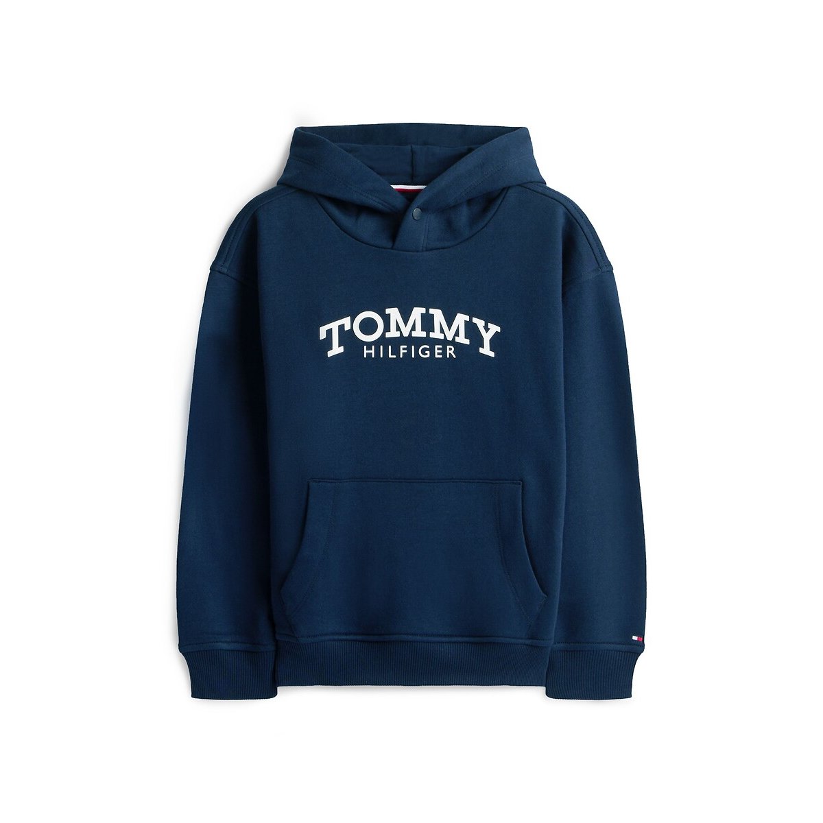 Sweat com capuz, em moletão marinho, TOMMY HILFIGER