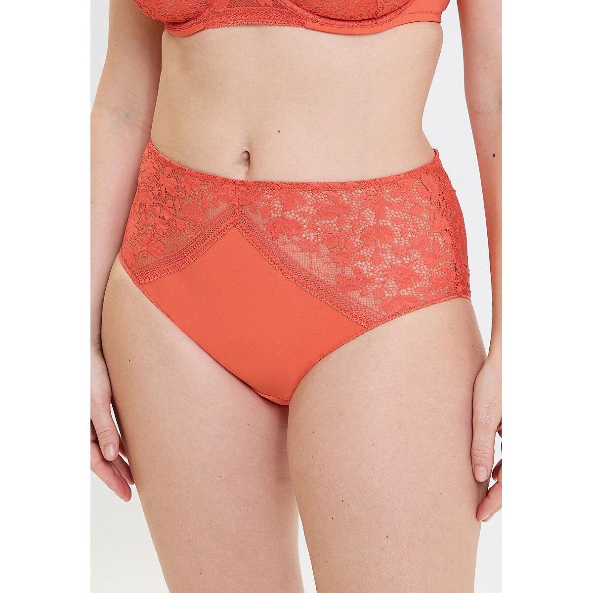 Culotte en dentelle SUZIE orange corail, SANS COMPLEXE