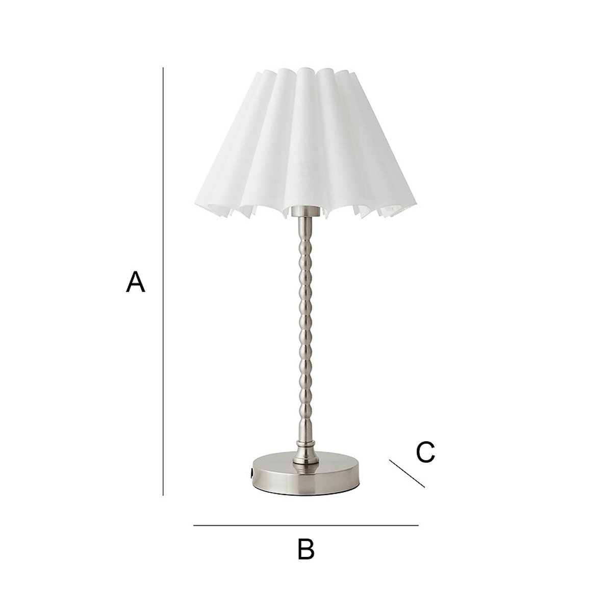 Max Bobble Table Lamp with Scallop Pleated Shade in Brushed Chrome silver-coloured, SO'HOME