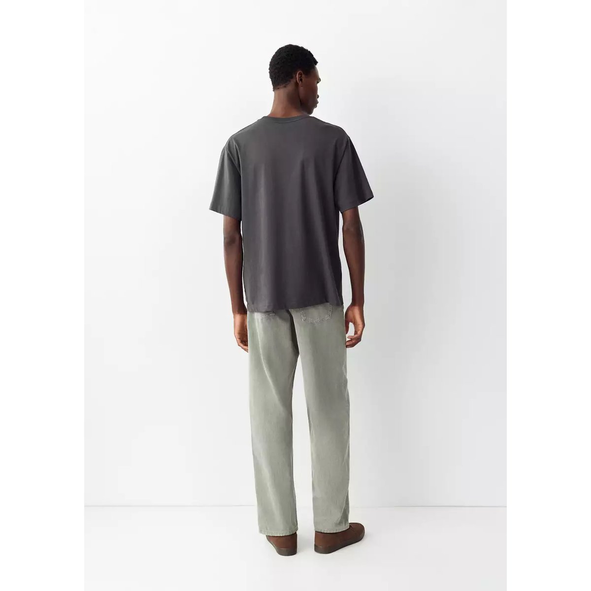 Jean droit en velours côtelé kaki, MANGO TEEN