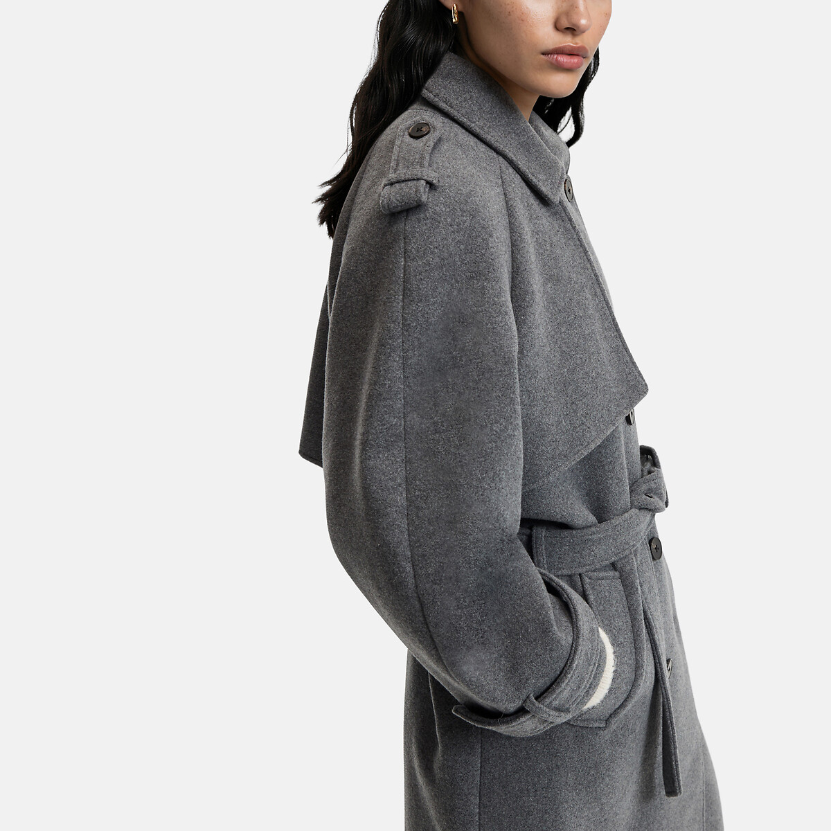 Manteau long, esprit trench gris, LA REDOUTE COLLECTIONS