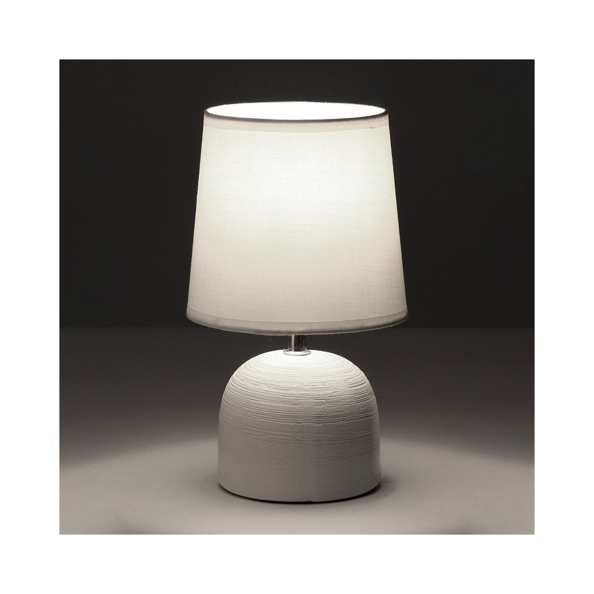 Lampe à poser ronde céramique blanche effet naturel - 16x16x27.5cm blanc, WADIGA