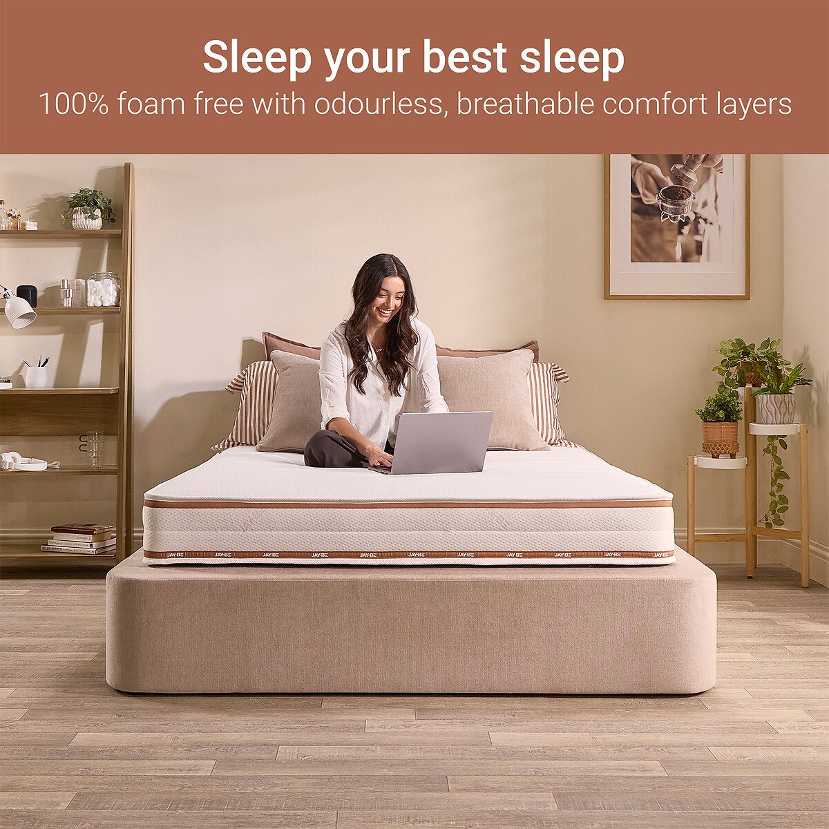 Jay-Be® Ryze Deep Quilted Sprung Mattress white/brown, JAY-BE