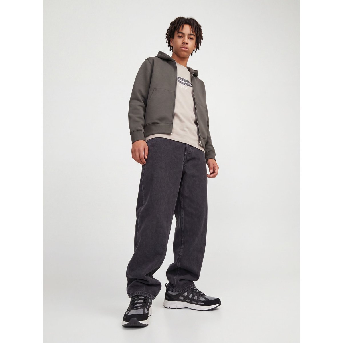 Jean Baggy Fit black denim, JACK & JONES JUNIOR