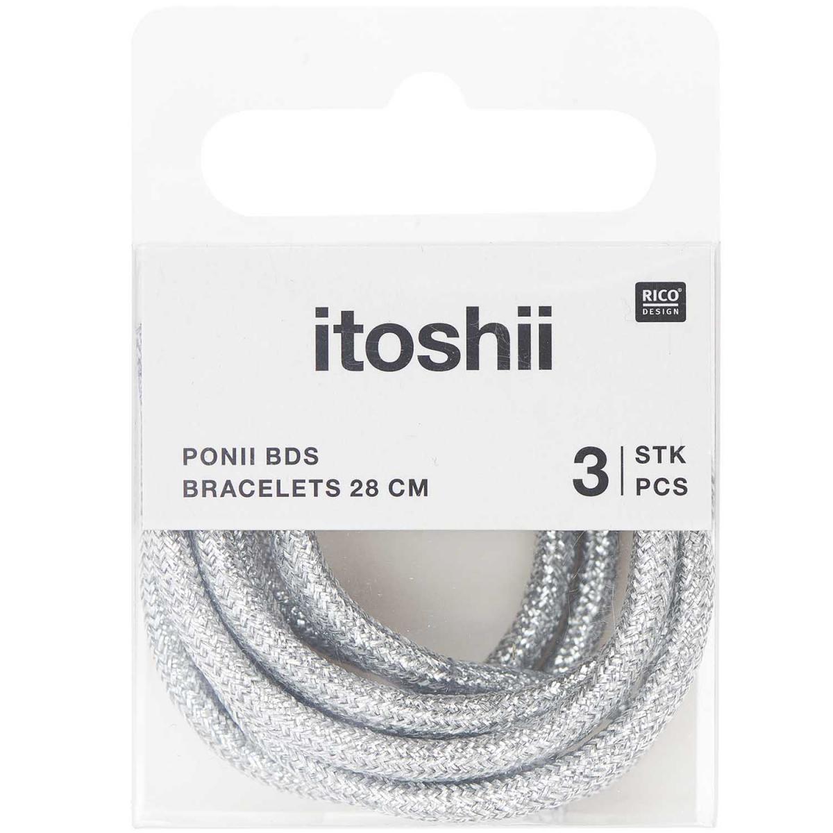 Itoshii pack 3 cordons 28cm argente couleur unique, RICO DESIGN