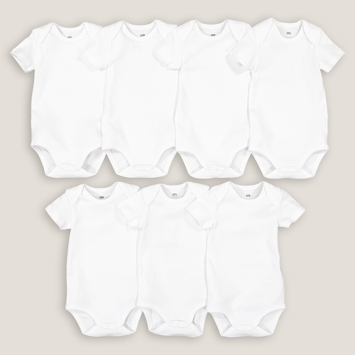 Lot de 7 bodies blanc manches courtes blanc, LA REDOUTE COLLECTIONS