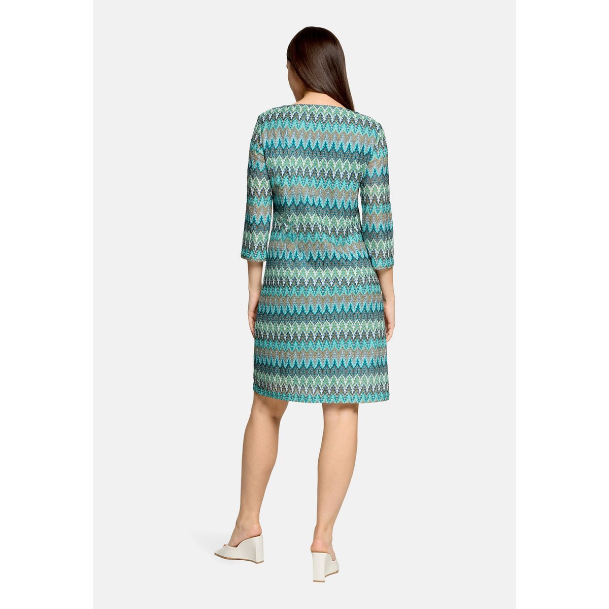 Robe droite à manches 3/4 bleu/vert, BETTY BARCLAY