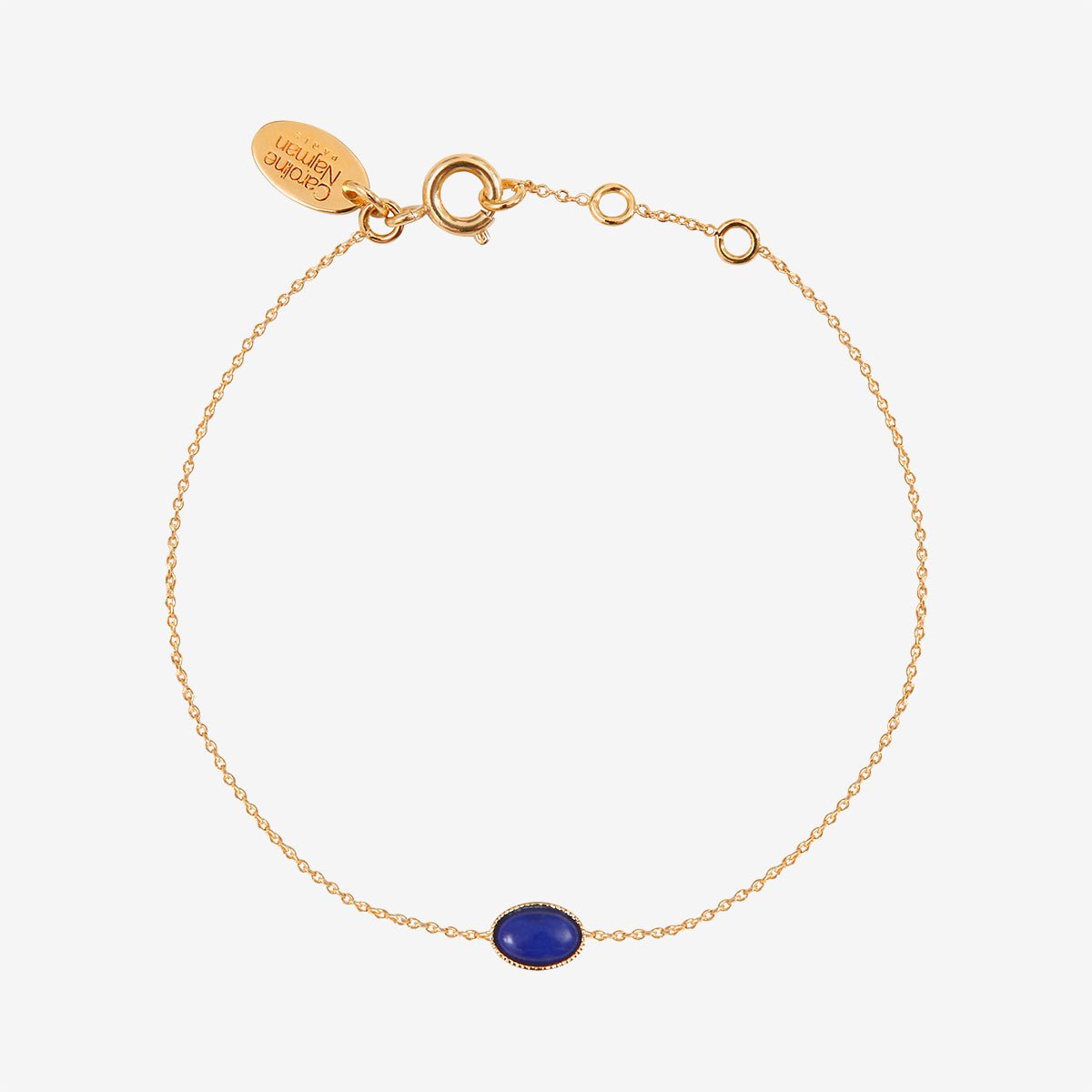 Bracelet doré lapis lazuli - cab ovale lapis lazuli bleu, CAROLINE NAJMAN