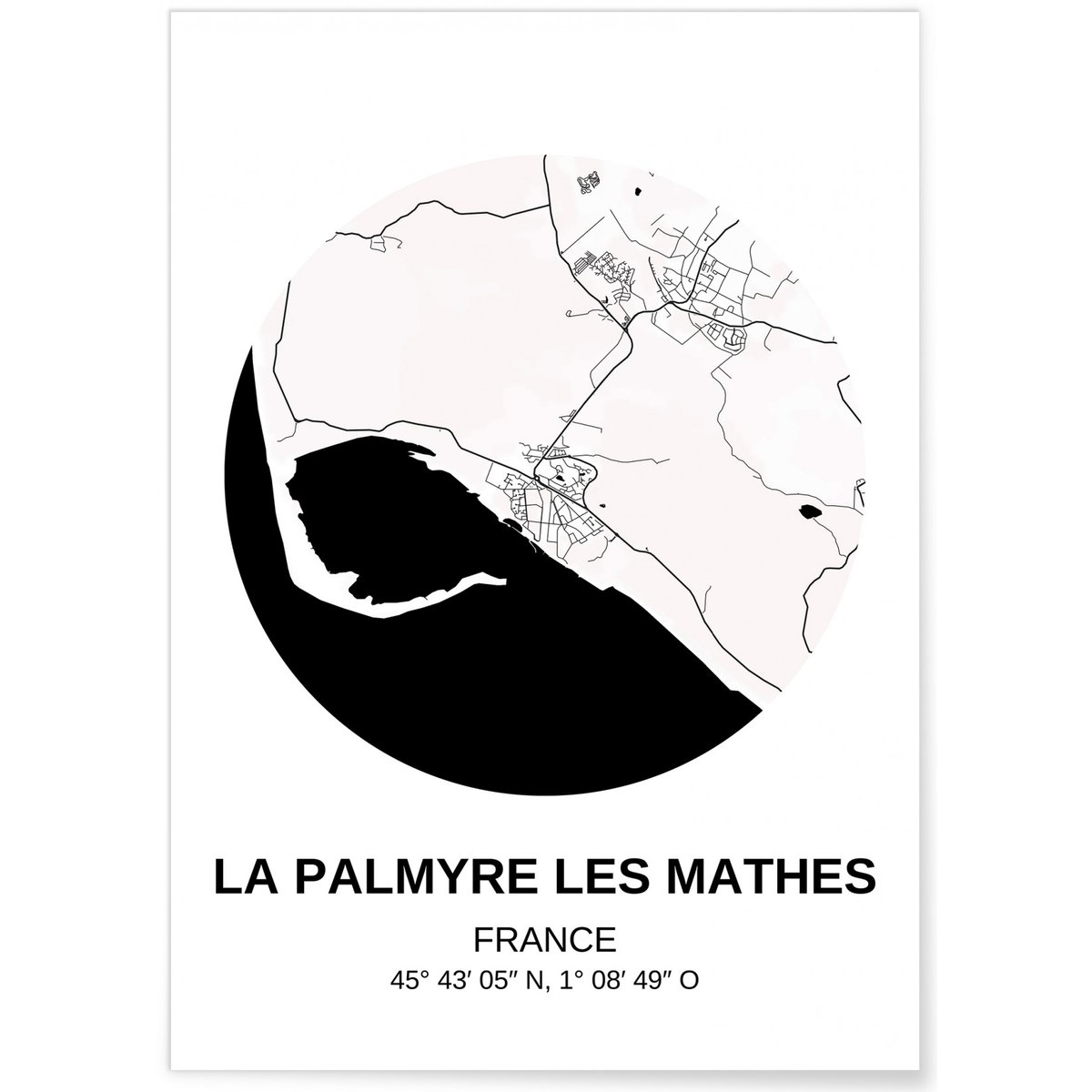 Affiche Carte La Palmyre les Mathes blanc, L'AFFICHERIE