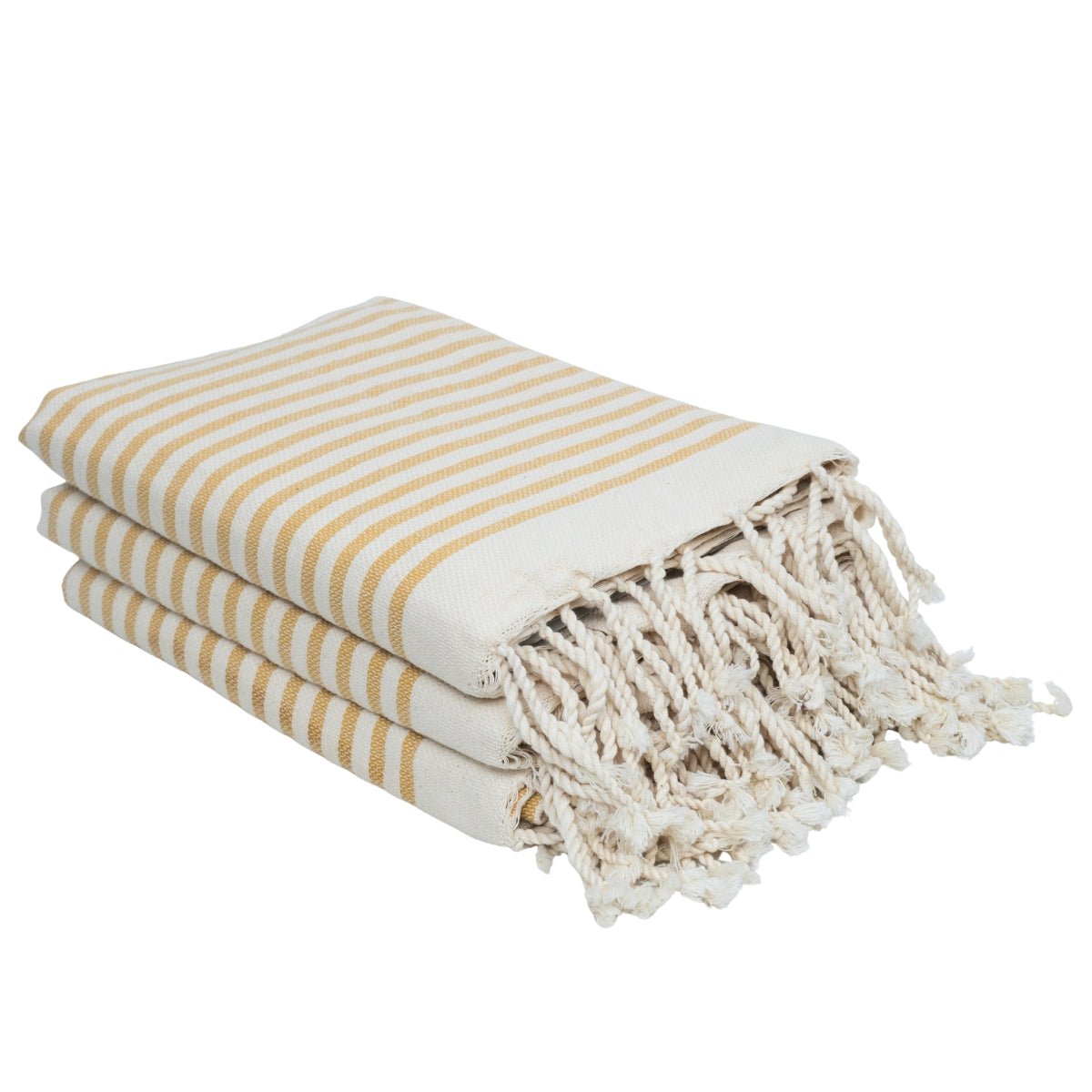 Lot de 3 foutas coton HOSSEGOR jaune moutarde, FEBRONIE