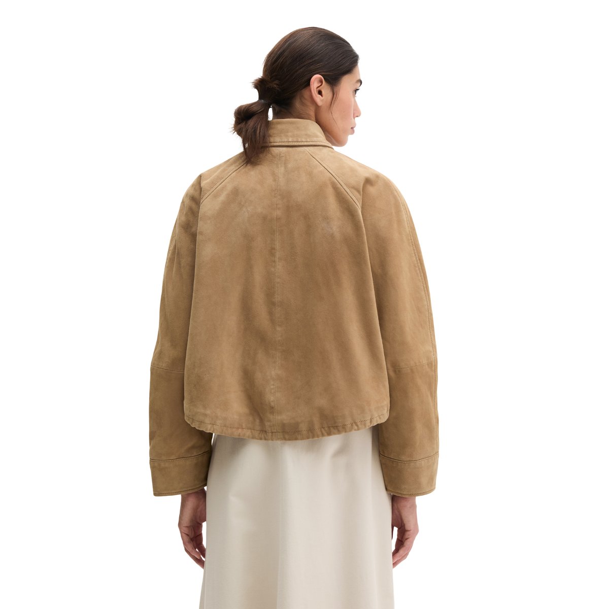 Veste en cuir relaxed en cuir de chèvre velours doux marron, MARC O'POLO