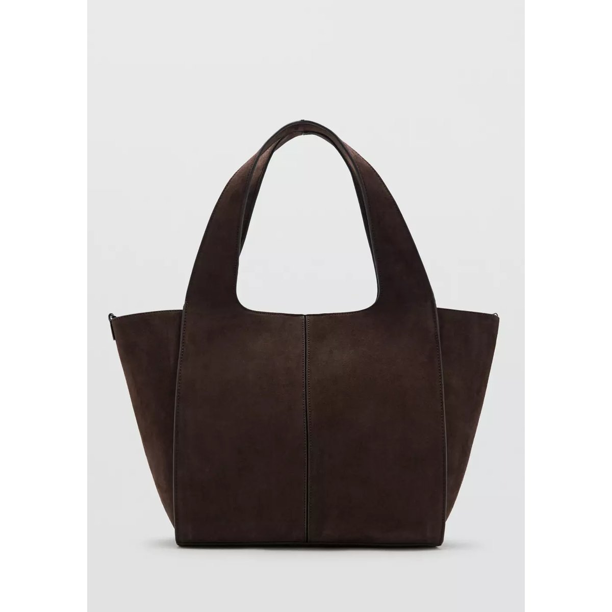 Sac shopper cuir chocolat, MANGO