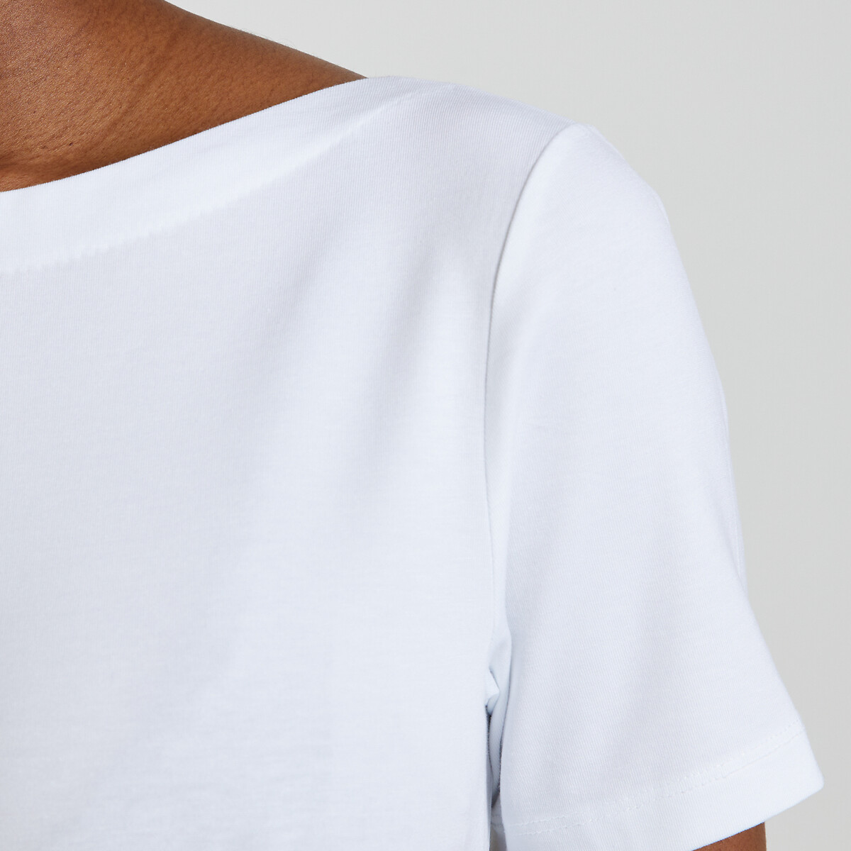 T-shirt encolure bateau manches courtes blanc, VERO MODA