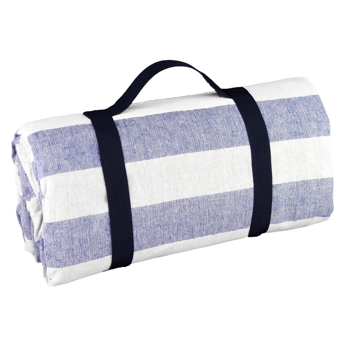 Nappe pique-nique à revers imperméable bleu, blanc, LES JARDINS DE LA COMTESSE