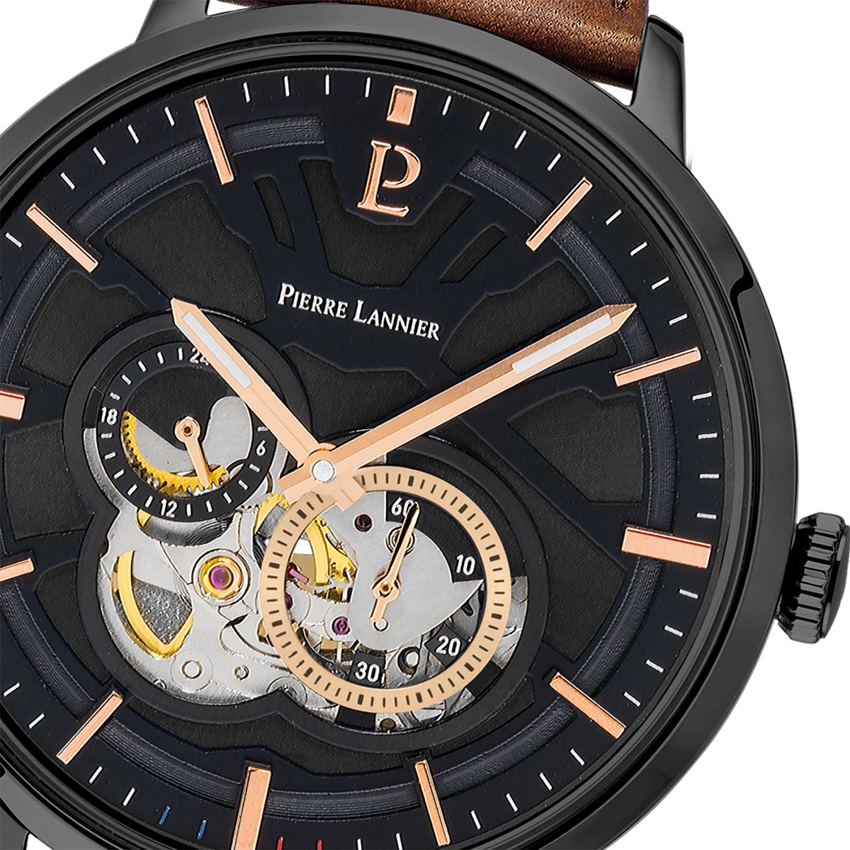 Montre Analogique TRIO noir noir marron, PIERRE LANNIER