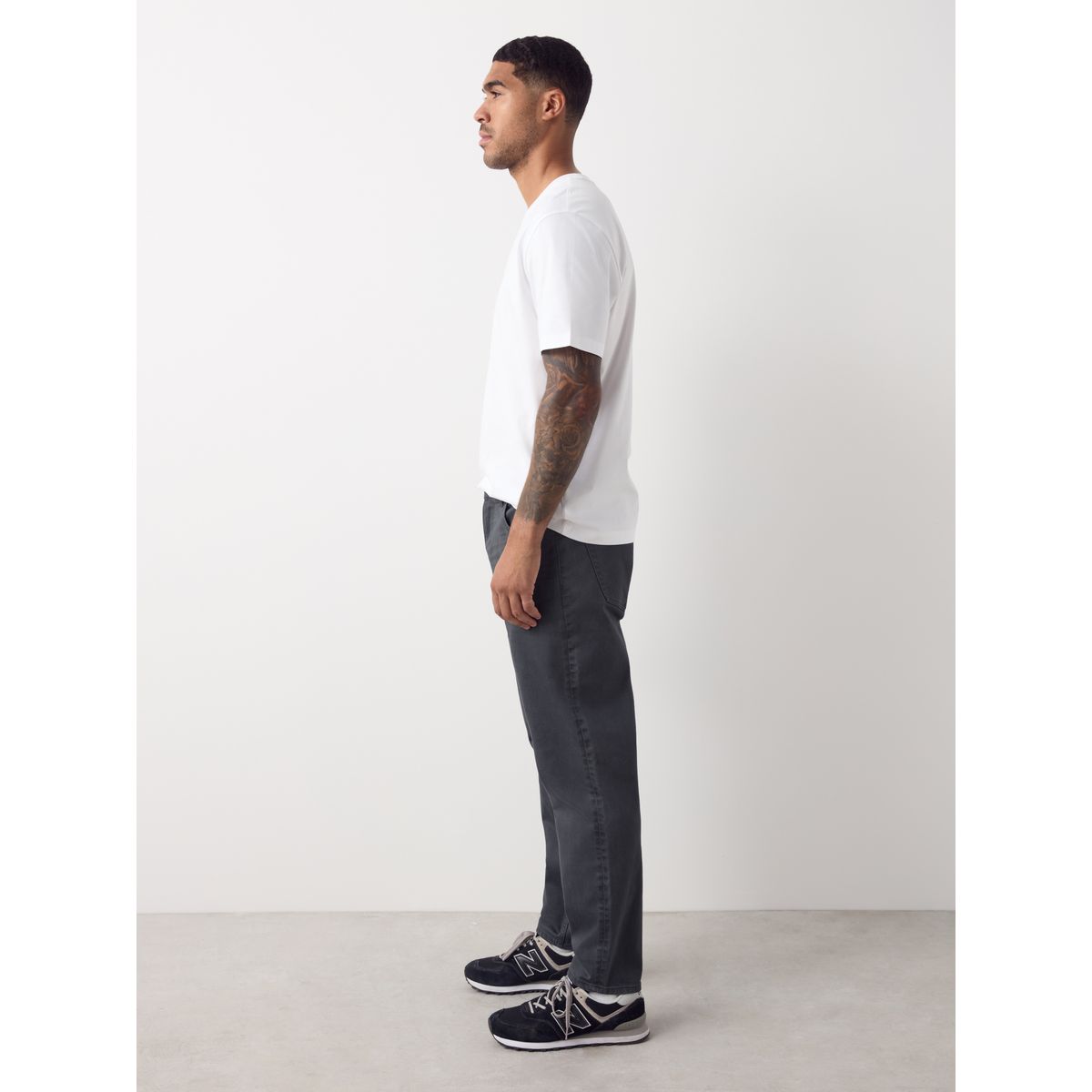 Jean stretch classique coupe regular fuselée gris fusain, NEXT