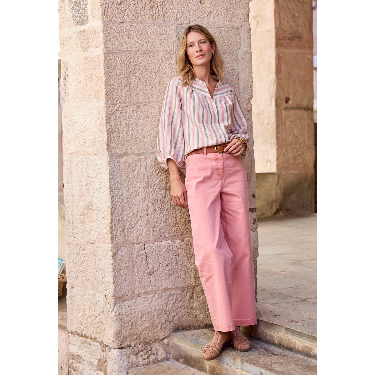 Pantalon 7/8ème large rose pêche, DAMART