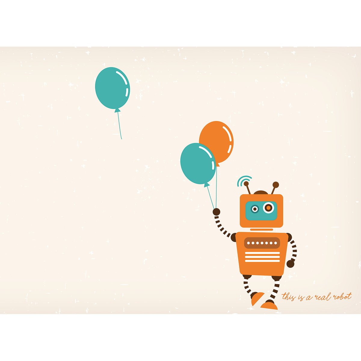 Papier peint enfant ballon robot intissé, HEXOA