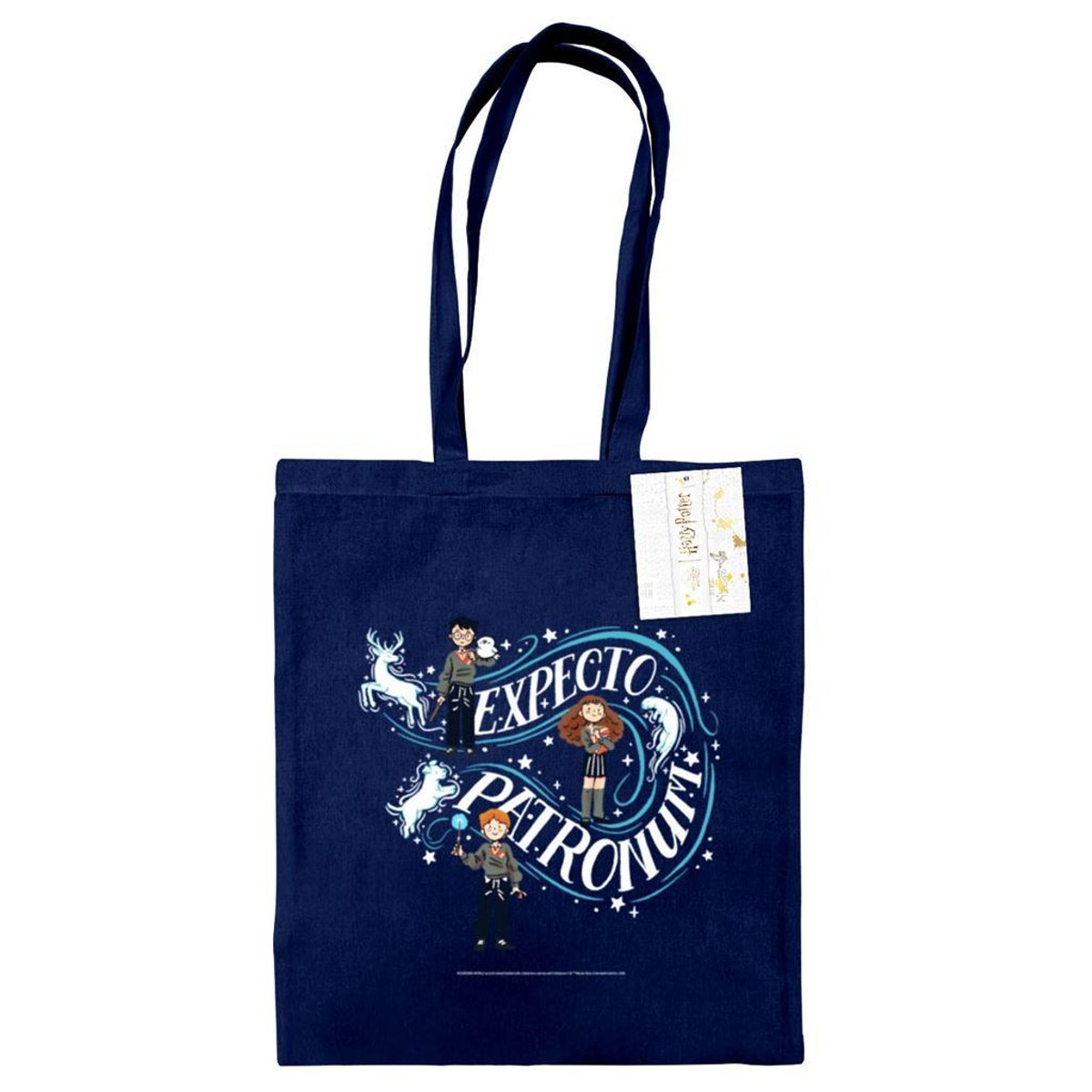 Tote bag EXPECTO PATRONUM bleu marine, HARRY POTTER