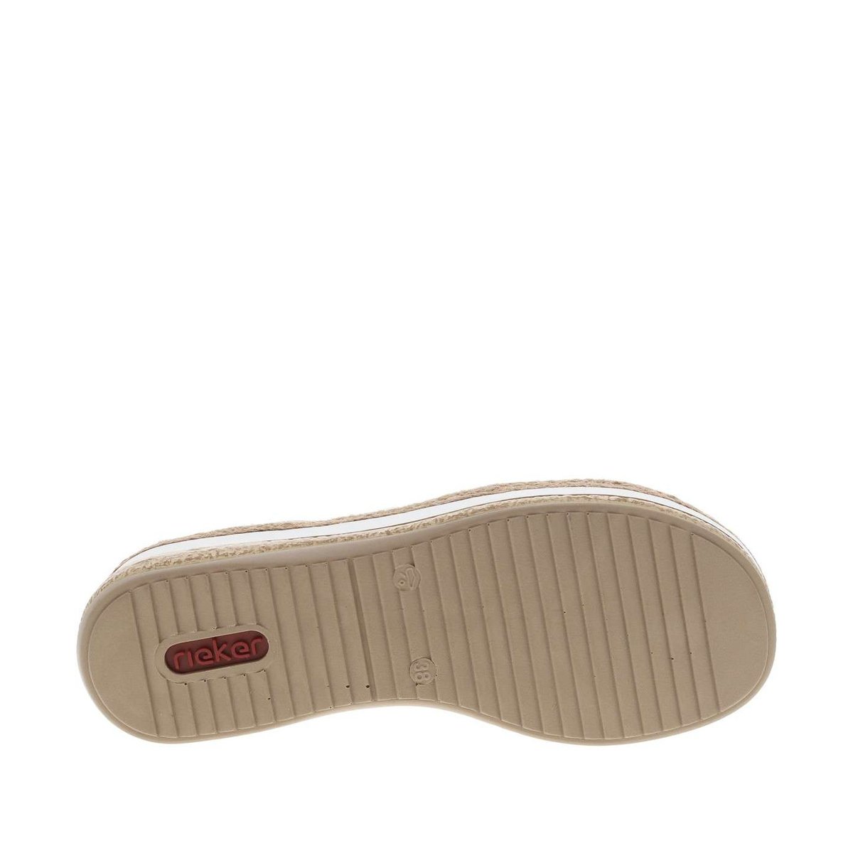 Nu-pieds kaki à semelle compensée avec une bande auto-agrippante blanc, RIEKER