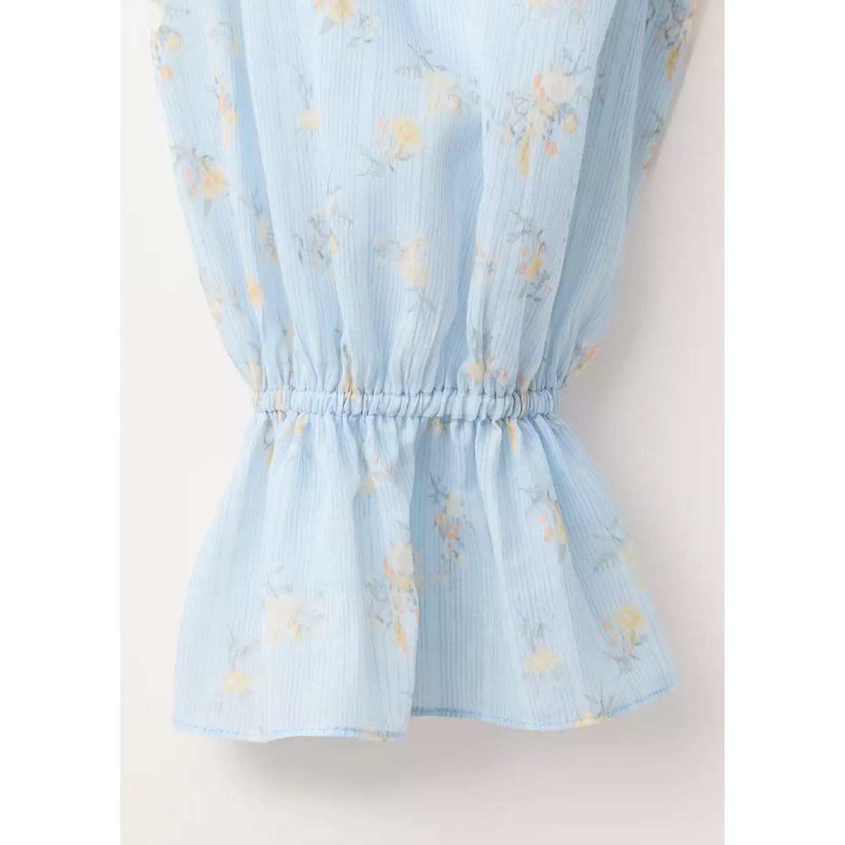 Blouse crop imprimé fleuri bleu, MANGO