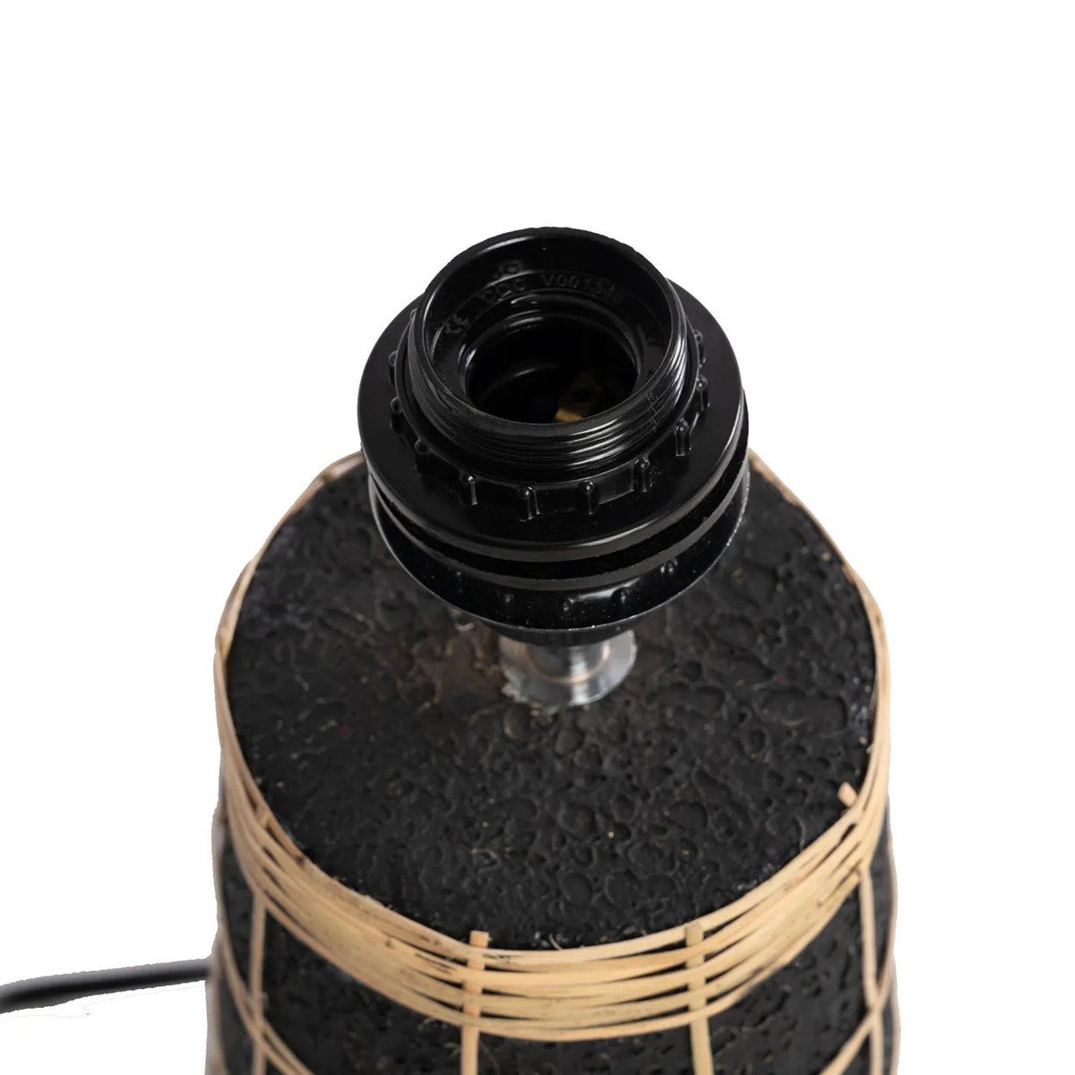 Lampe de table terre cuite herbe et rotin NAXOS noir beige, BAZAR BIZAR