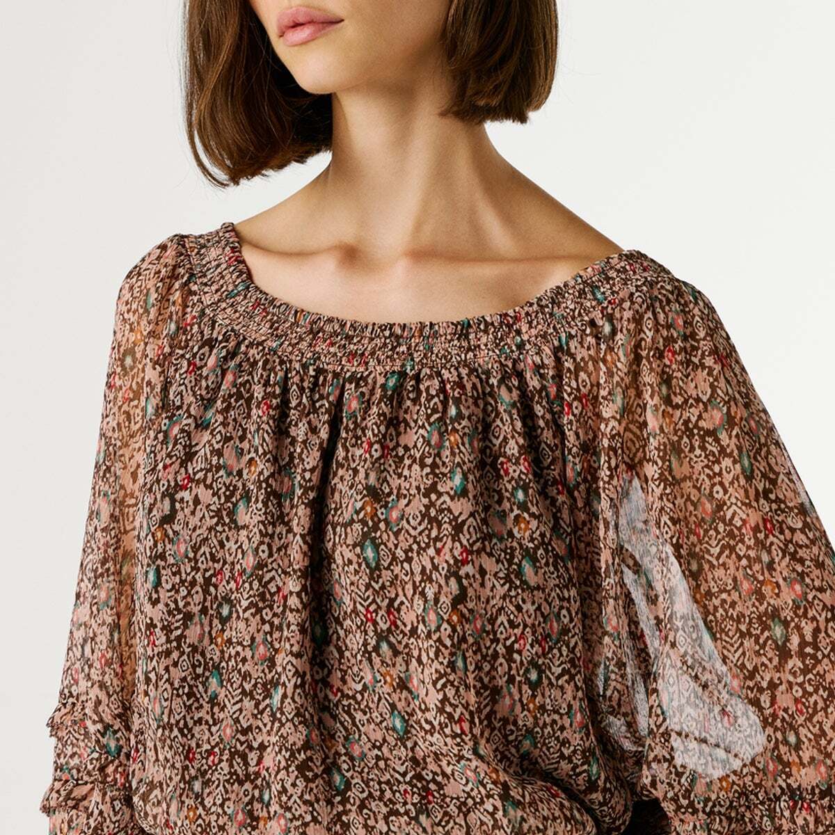 Robe Longue À Imprimé Fantasie brun terre, PEPE JEANS