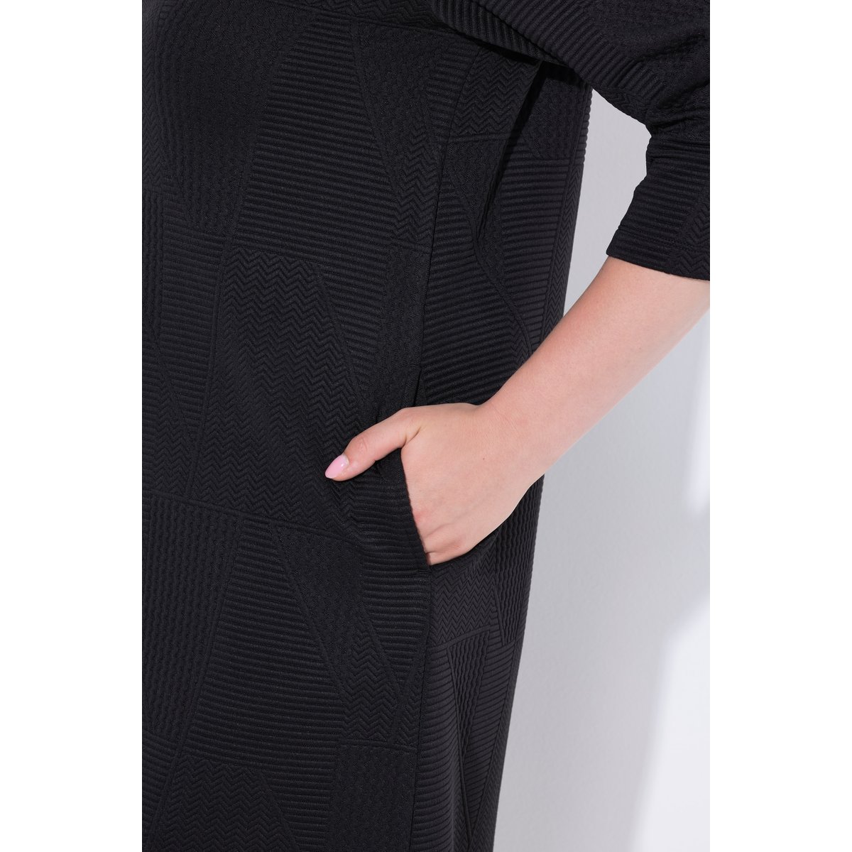 Robe midi évasée en molleton noir, ULLA POPKEN