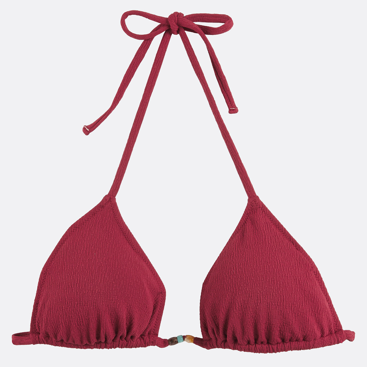 Textured Fabric Triangle Bikini Top plum, LA REDOUTE COLLECTIONS