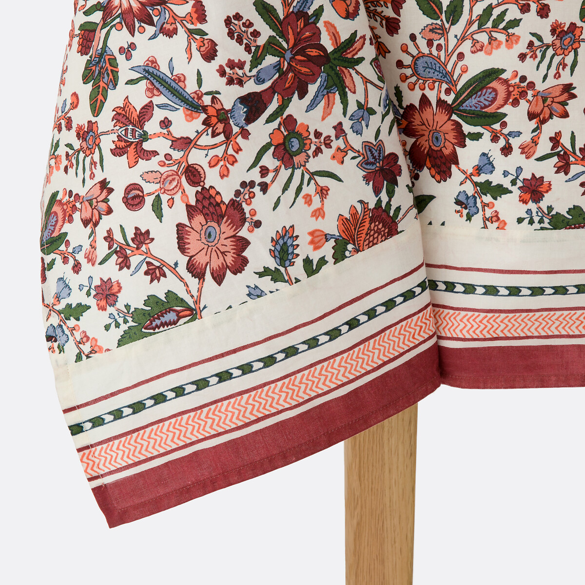Nappe imprimée en coton lavé, KALI imprimé fond écru, LA REDOUTE INTERIEURS