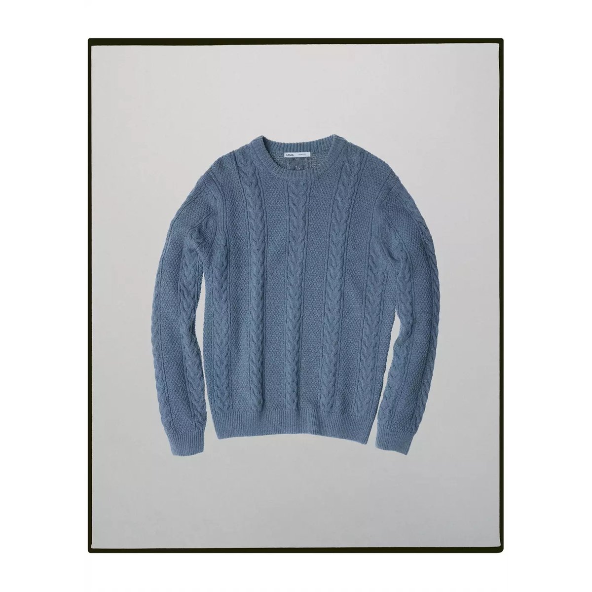 SWEATER CABLE bleu porcelaine, MANGO MAN
