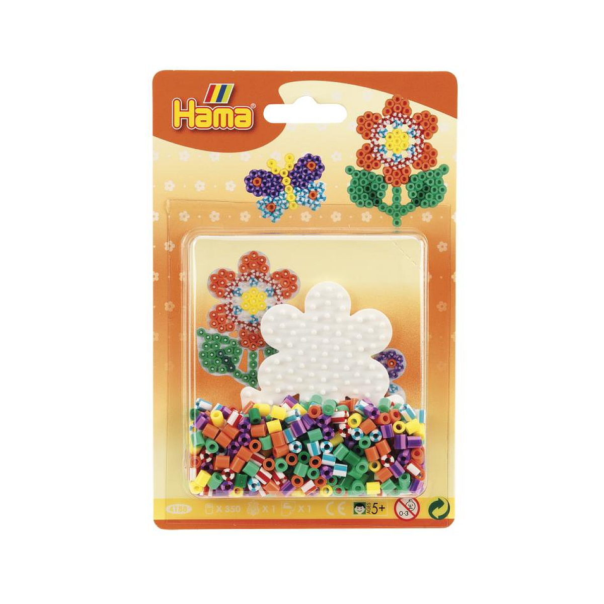 Perles a repasser petit modele  - fleurs bicolores couleur unique, HAMA