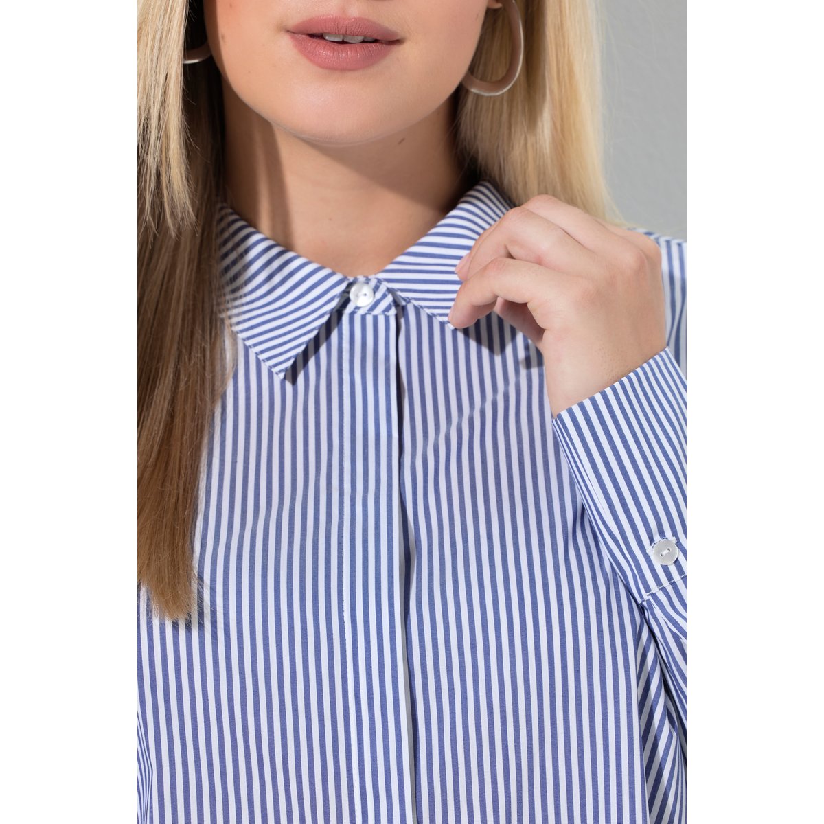 Chemisier rayé oversize bleu paon, ULLA POPKEN