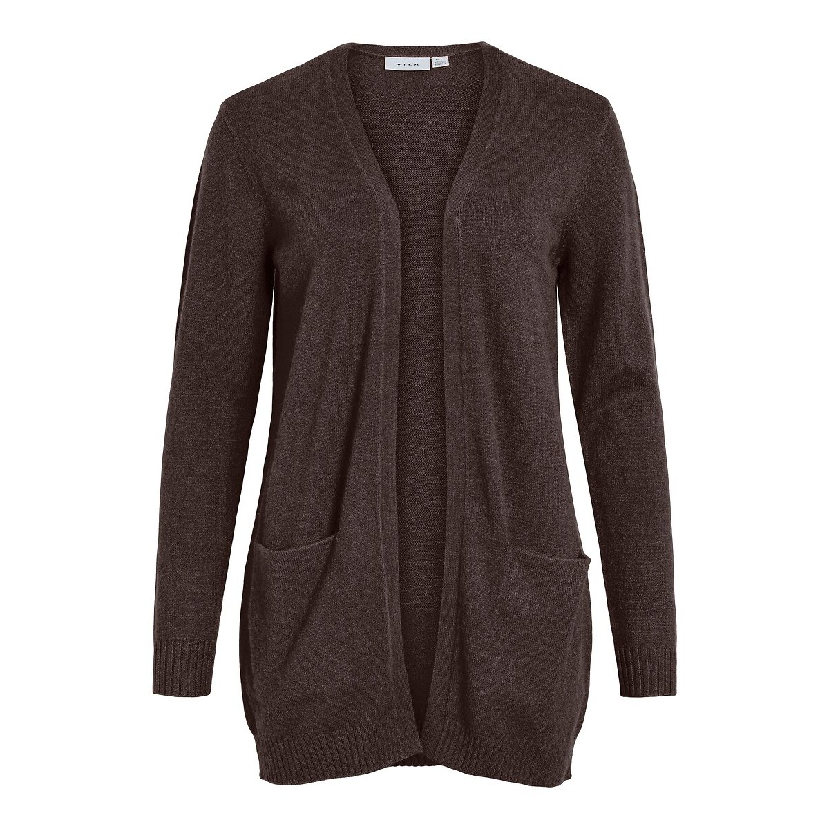 Cardigan in maglia fine marrone cioccolato, VILA