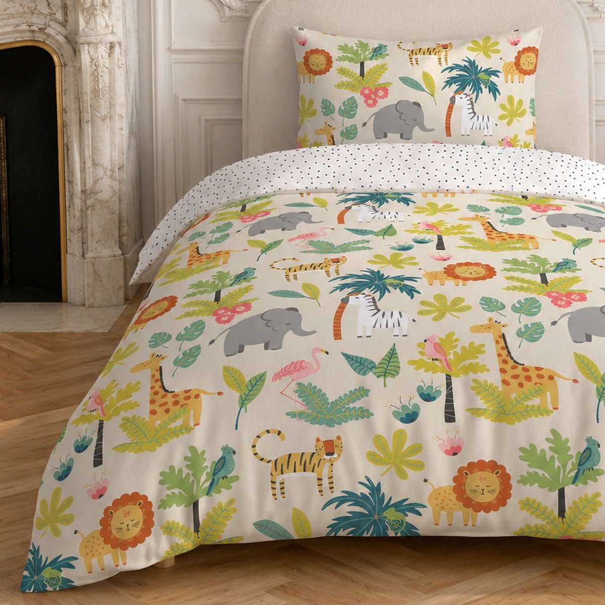 Parure de lit enfant en coton motif safari multicolore, C DESIGN HOME TEXTILE
