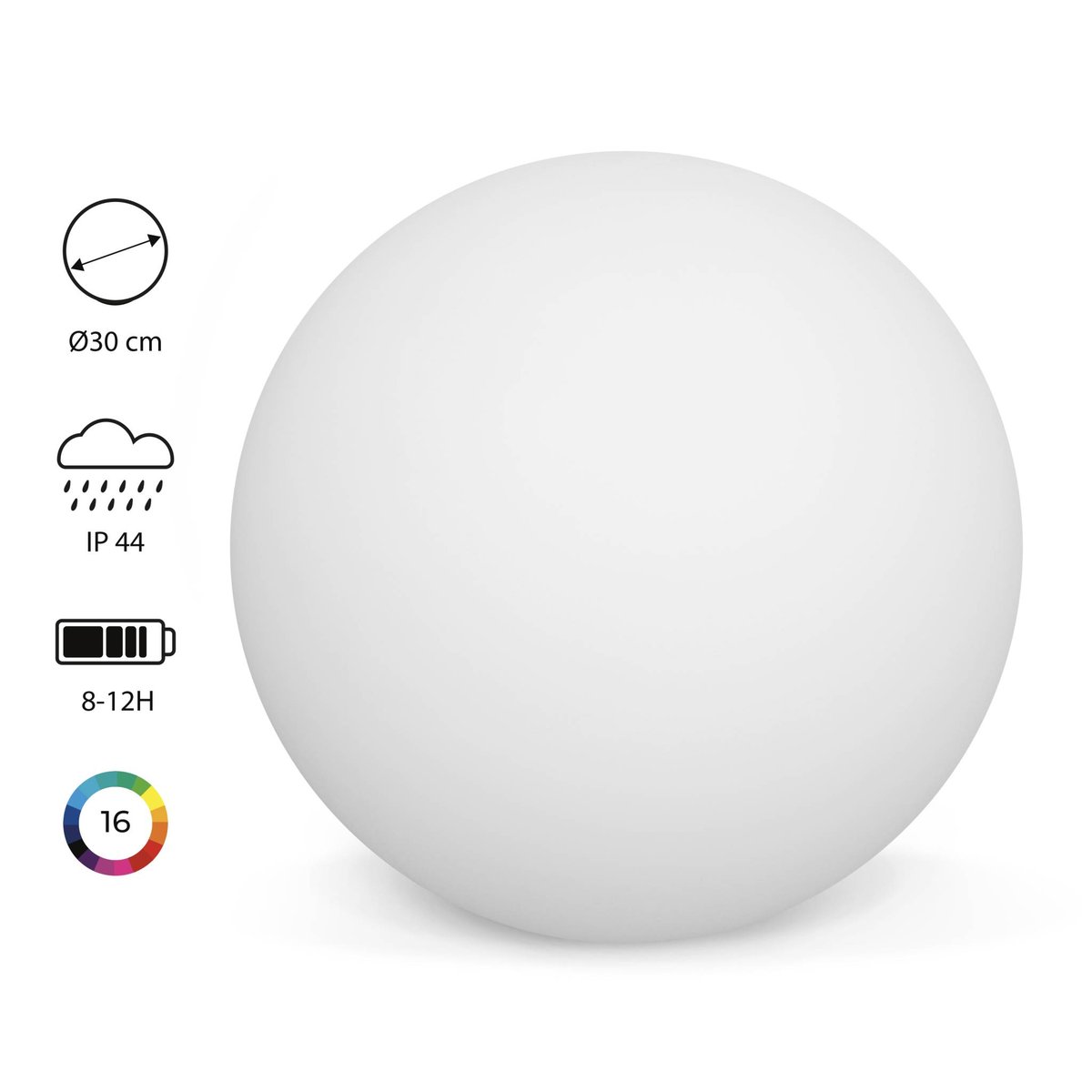 Boule lumineuse intérieur/extérieur LED sans fil 16 couleurs SPHÈRE LED blanc, SWEEEK