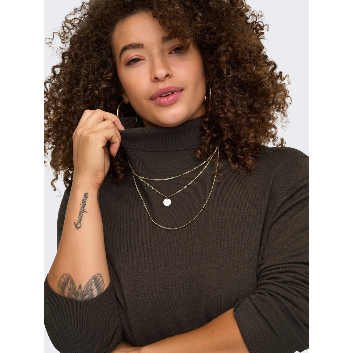 Pull En Maille coffee bean, ONLY CARMAKOMA