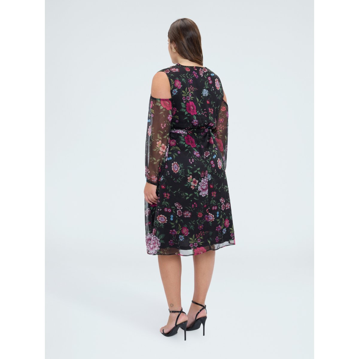 Robe Dream imprimé fleurs et découpes noir, FIORELLA RUBINO