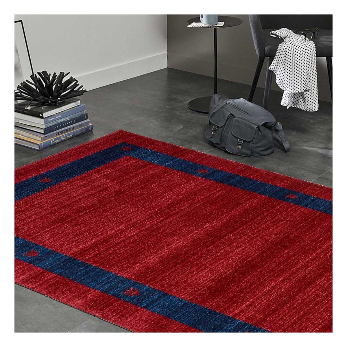 Tapis salon et chambre tissé motif simple CHOBAY 5 rouge, UN AMOUR DE TAPIS