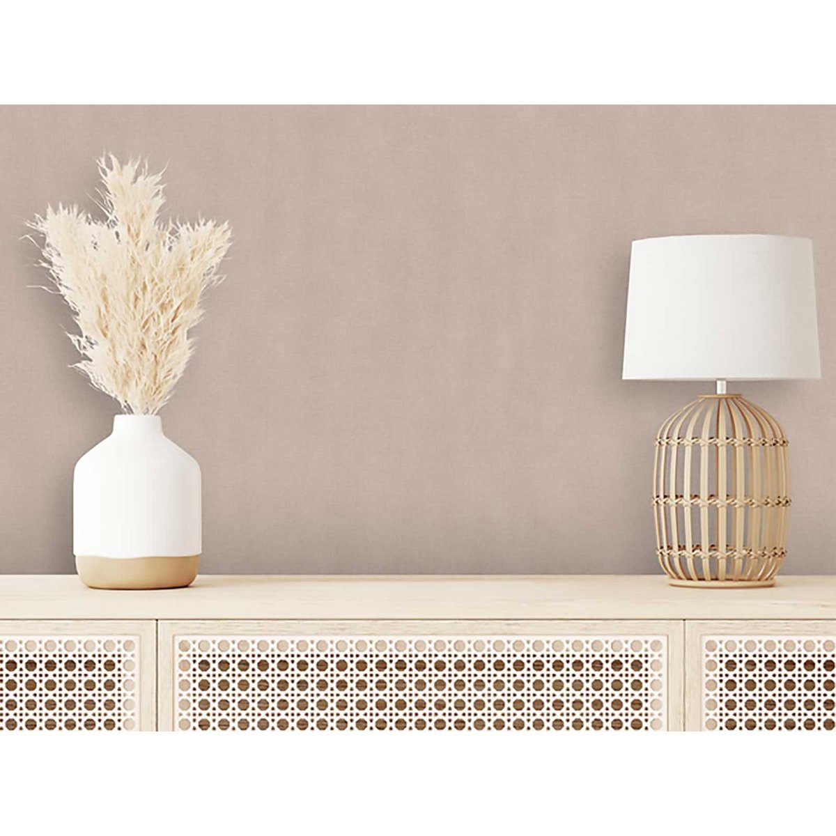Papier peint uni effet toile lin vieux rose rose, HEXOA