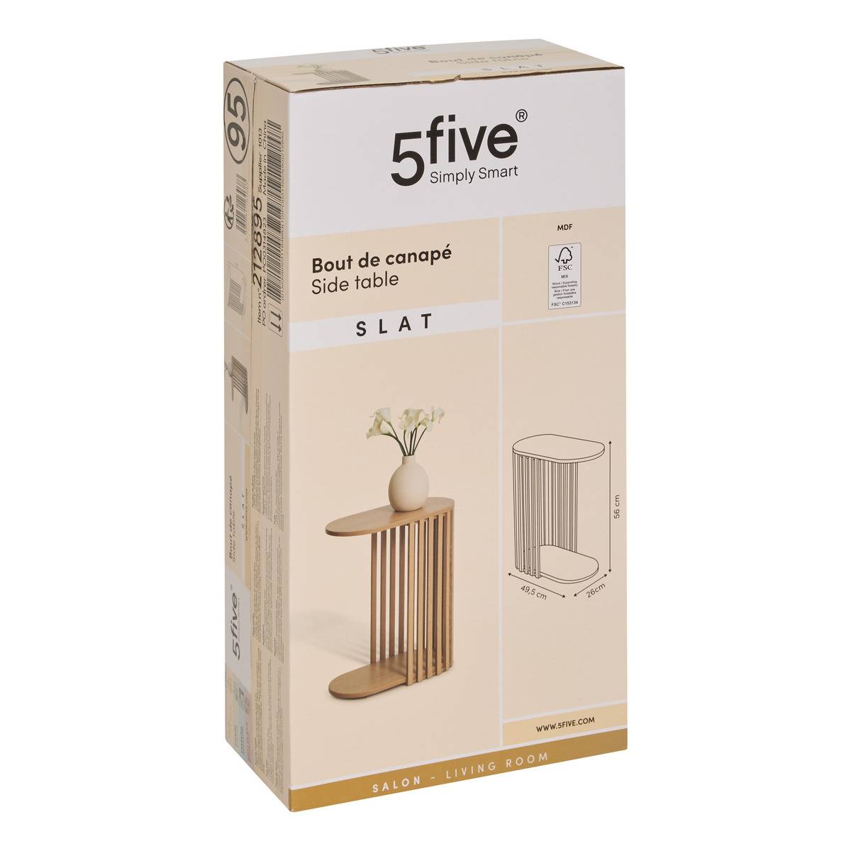 Bout de canapé à lattes SLAT beige, 5FIVE SIMPLY SMART