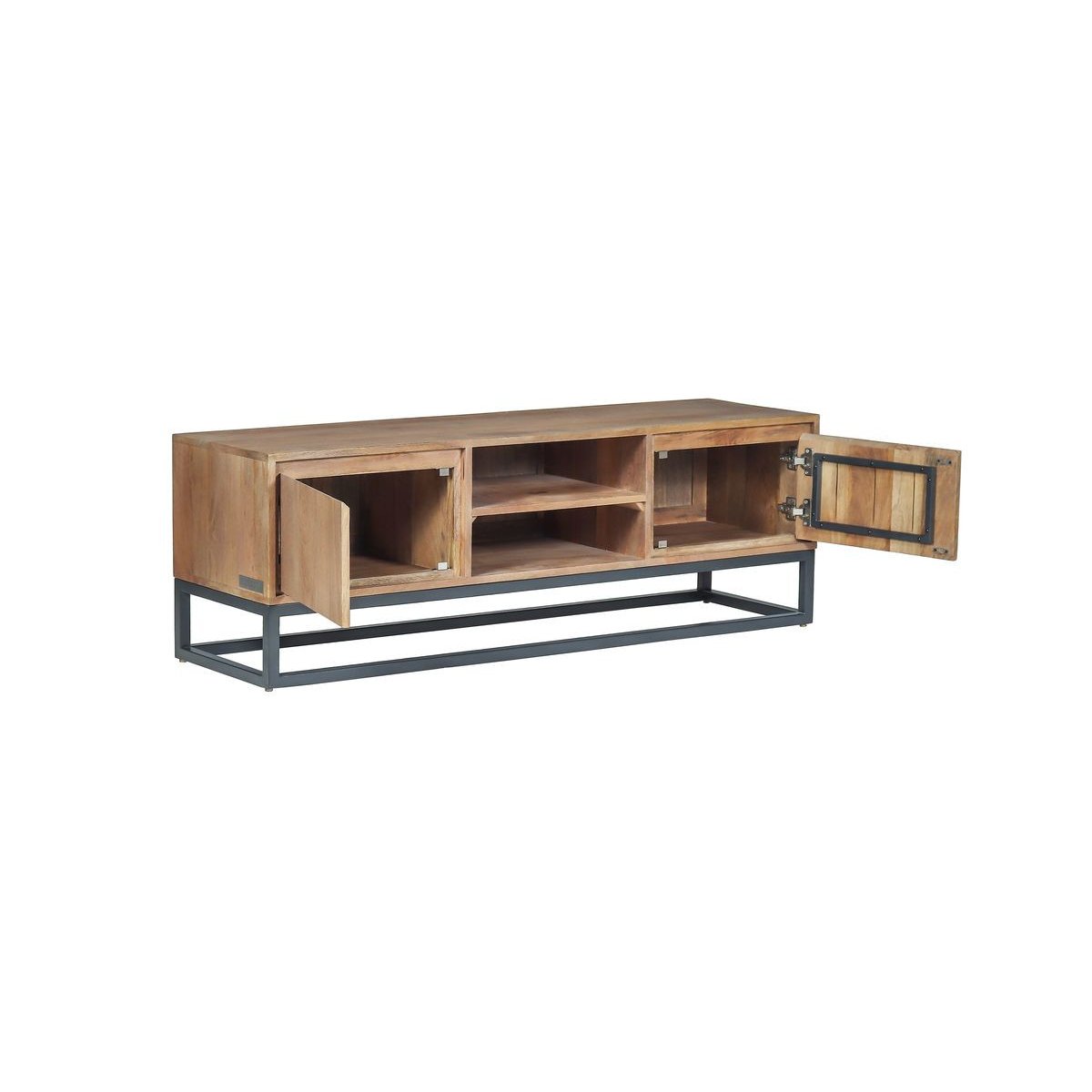 Meuble TV 140 cm bois massif, BERGERAC marron clair, BOBOCHIC