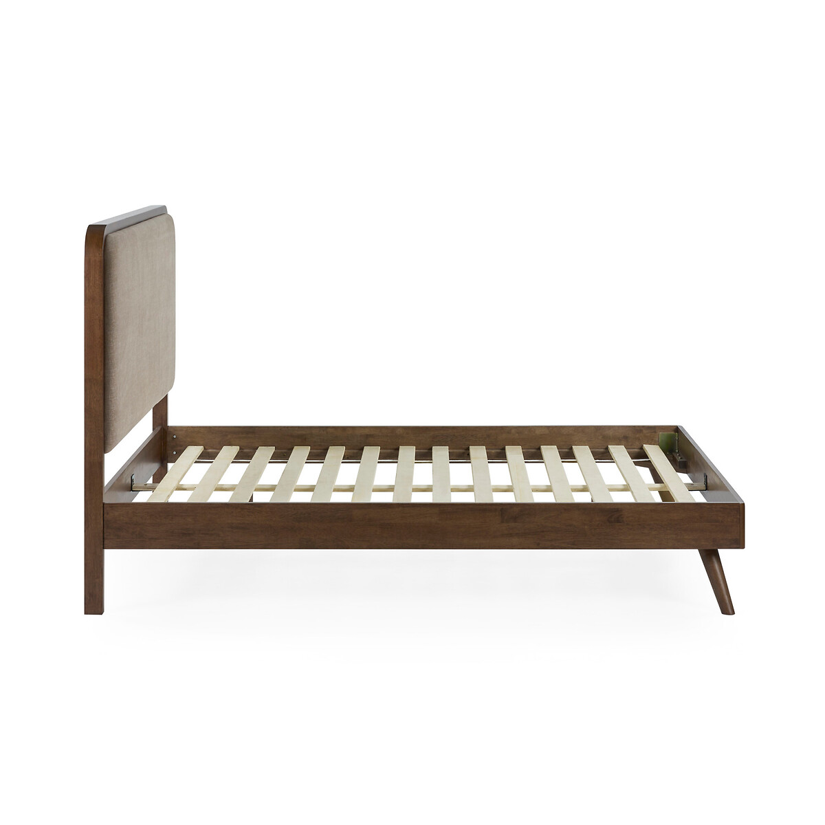 Windson Chenille Headboard & Solid Wood Bed walnut, SO'HOME