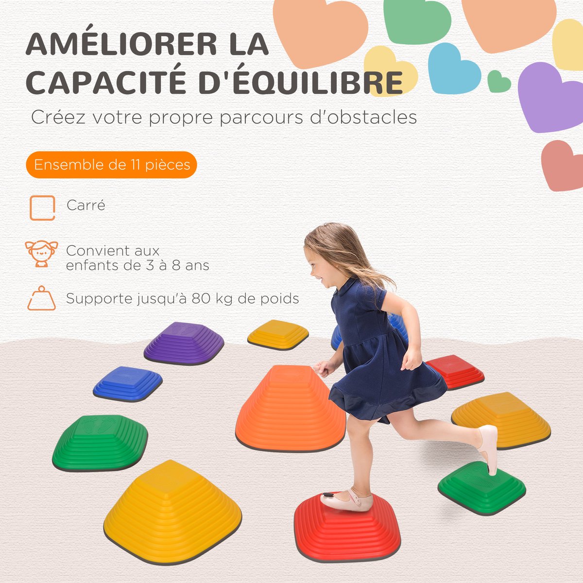 Les marches d'équilibre PP multicolore multicolore, AIYAPLAY