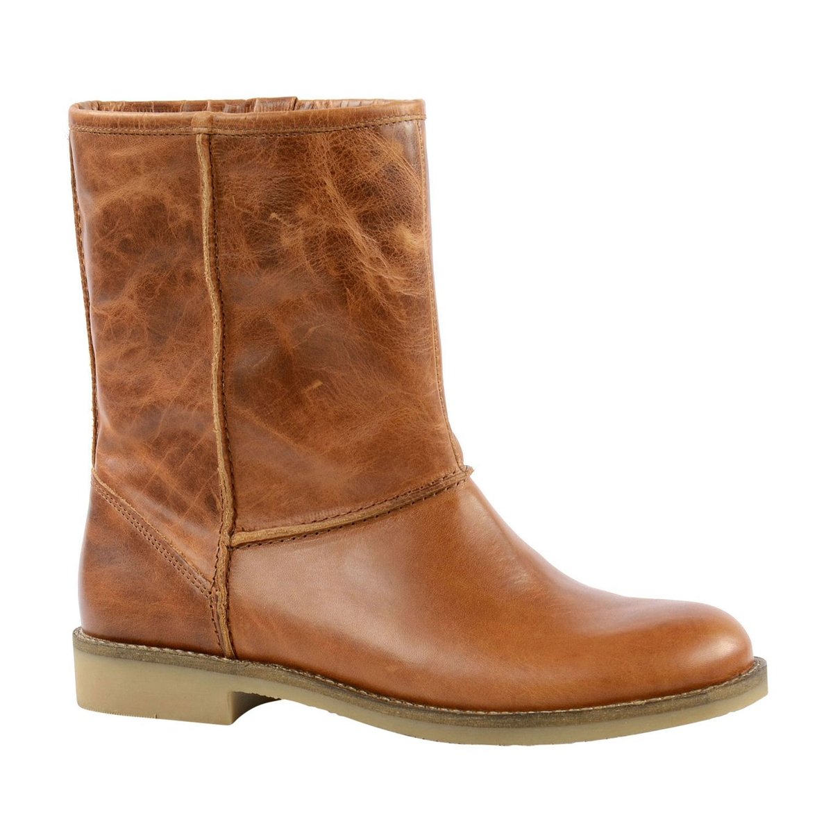 Bottes courtes en cuir cognac, SACHA
